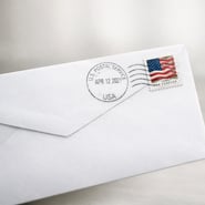 envelope with USPS postmark