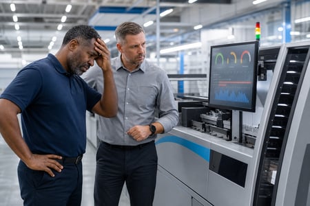 Frustrated inserting machine operator