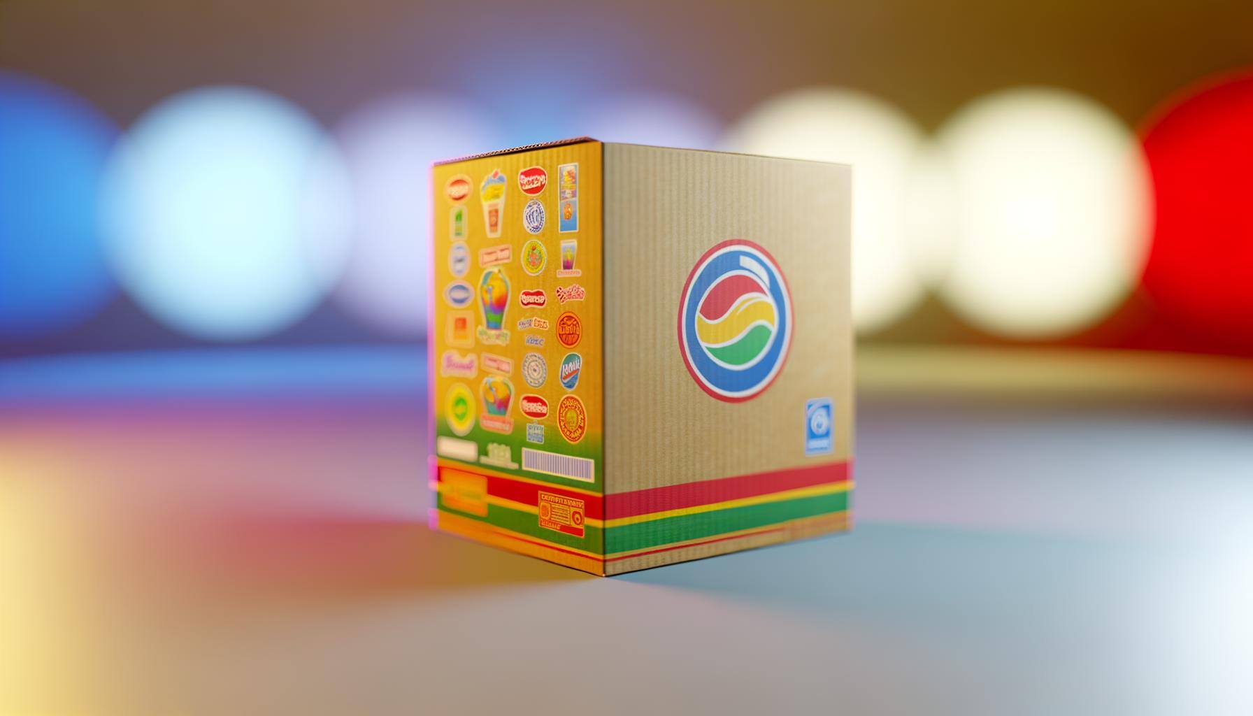 corrugated packaging with colorful branding