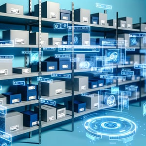 inventory management system using optical character recognition, blue tones