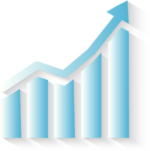 icon representation of an upward graph