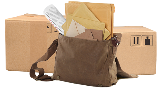 Courier bag with mail and parcels