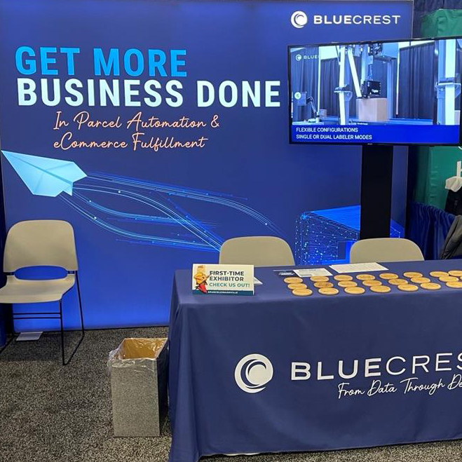 BlueCrest booth at the National Parcel Forum trade show event