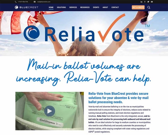 Relia-Vote microsite for vote-by-mail solutions