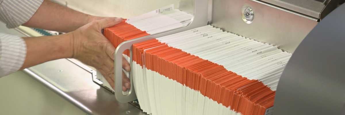 election ballots prepared for mail