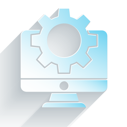 illustration depicting gears plus computer screen