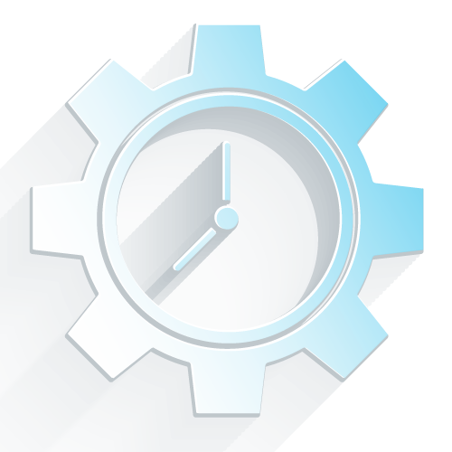 gear with clock time and productivity symbol