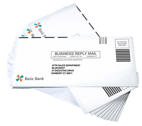 Envelopes printed with Print+ Response inline printer