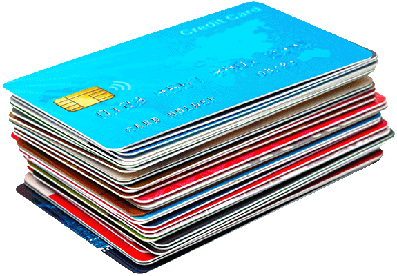 Stack of credit cards for direct mail card attaching